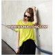 Womens o-neck slub cotton blank loose fit bamboo t-shirt