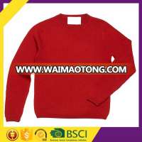 Red solid color machine knitted fashion korean men woolen sweater design