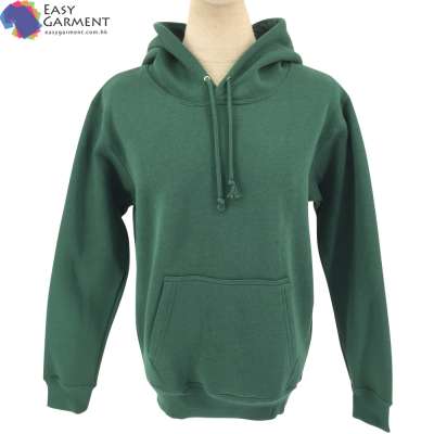 Custom brand Spring Blank 350g green poly fleece high school Pullover hoodie for school